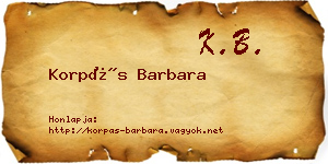 Korpás Barbara névjegykártya