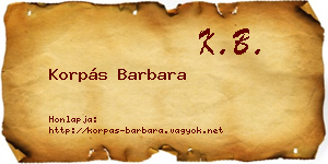 Korpás Barbara névjegykártya