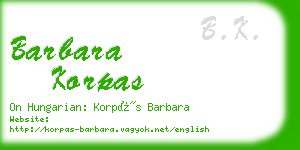 barbara korpas business card
